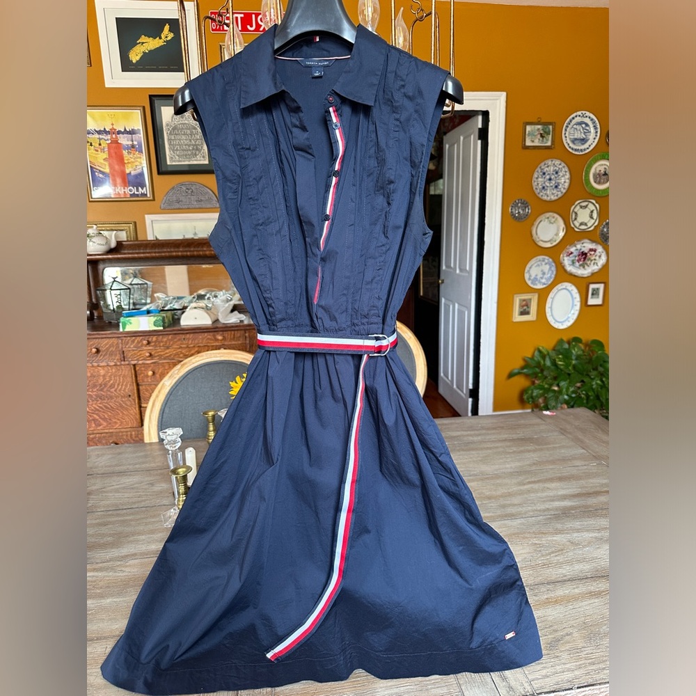 Tommy Hilfiger Navy Blue Cotton Dress